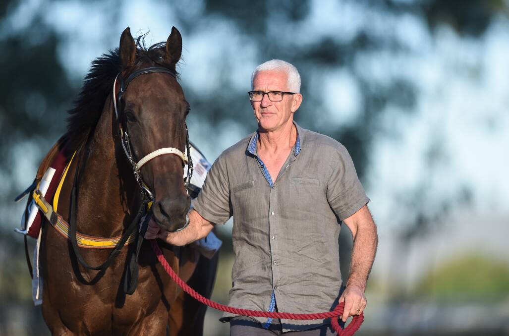 ON A MISSION: Trainer Andrew Dale and Country Championships hopeful Lautaro. Picture: MARK JESSER