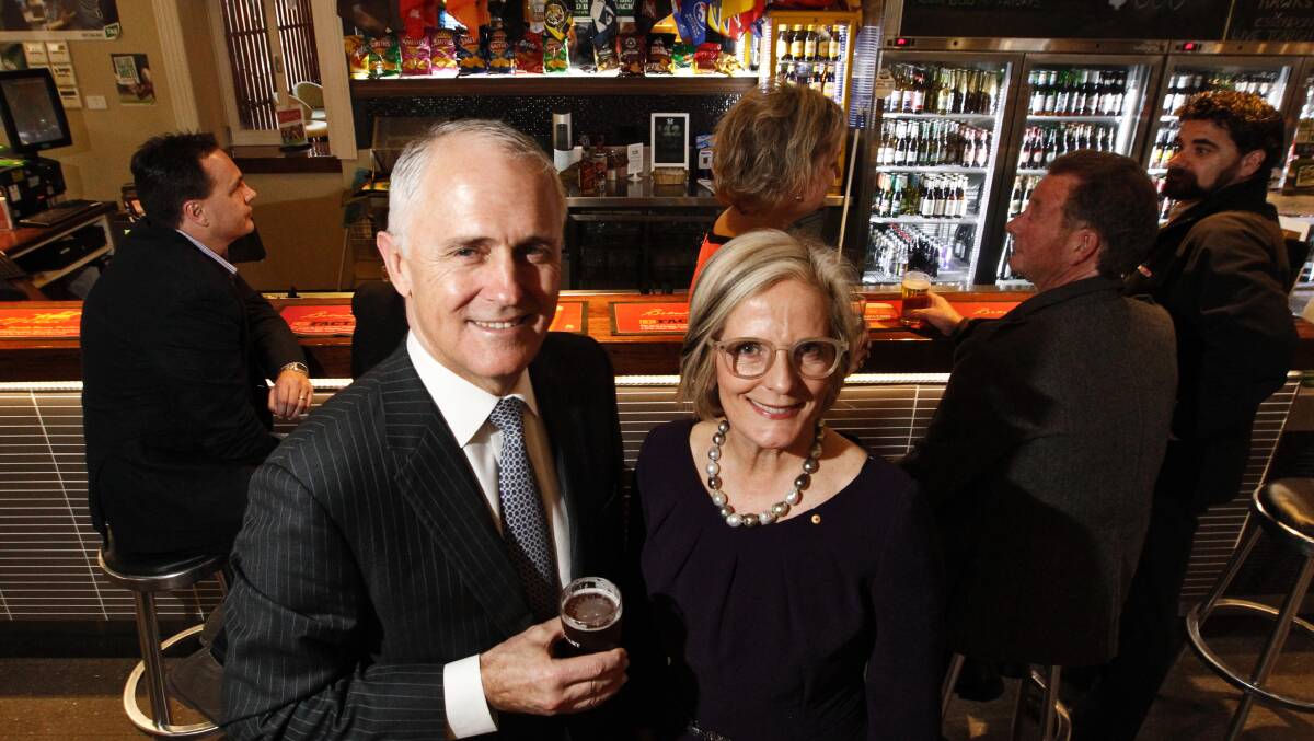 POWER COUPLE: Prime Minister Malcolm Turnbull and wife Lucy at Soden's in 2013 during the federal election campaign when he was the shadow minister for communications.
