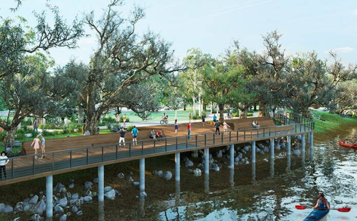 Albury's soon to be created Riverside Precinct behind the swim centre.