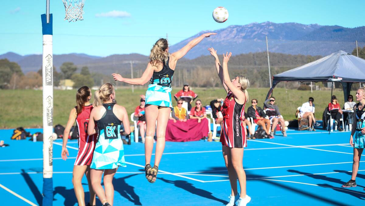 TALL ORDER: Lavington defender Sarah Meredith was up and about in the clash against Myrtleford.