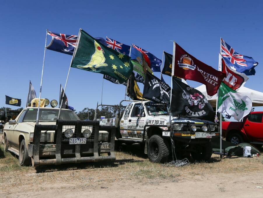 ON SHOW: The breeze stirred up the dust and blew through the flags which were attached to utes right throughout the muster.