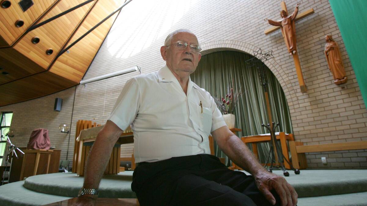 RESPECTED: Father Wilf Plunkett at the Sacred Heart Catholic Church, a parish he was instrumental in building during his decades as a Catholic priest.