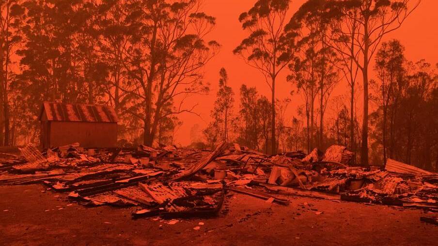 A church in Kiah, south of Eden was destroyed in the Border fire which roared north in the southerly change on Saturday, January 4. Photo: RFS