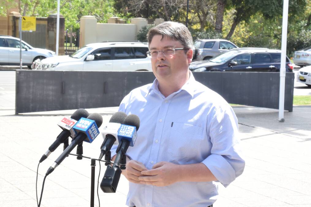 Wagga City Council general manager Peter Thompson announces on Wednesday afternoon that Wagga will not host a Sheffield Shield match. Picture: Rex Martinich