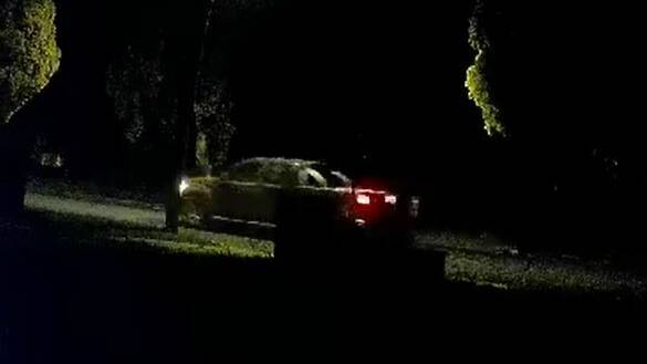 Surveillance video of a vehicle leaving the scene of an incident in which a shotgun was fired at houses in Tolland and Mouth Austin at about 3am on December 5, 2021. Picture: Riverina Police District.