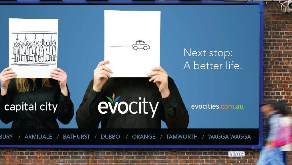 A previous advertising campaign by the 'Evocities' program to attract new residents to regional cities in NSW.
