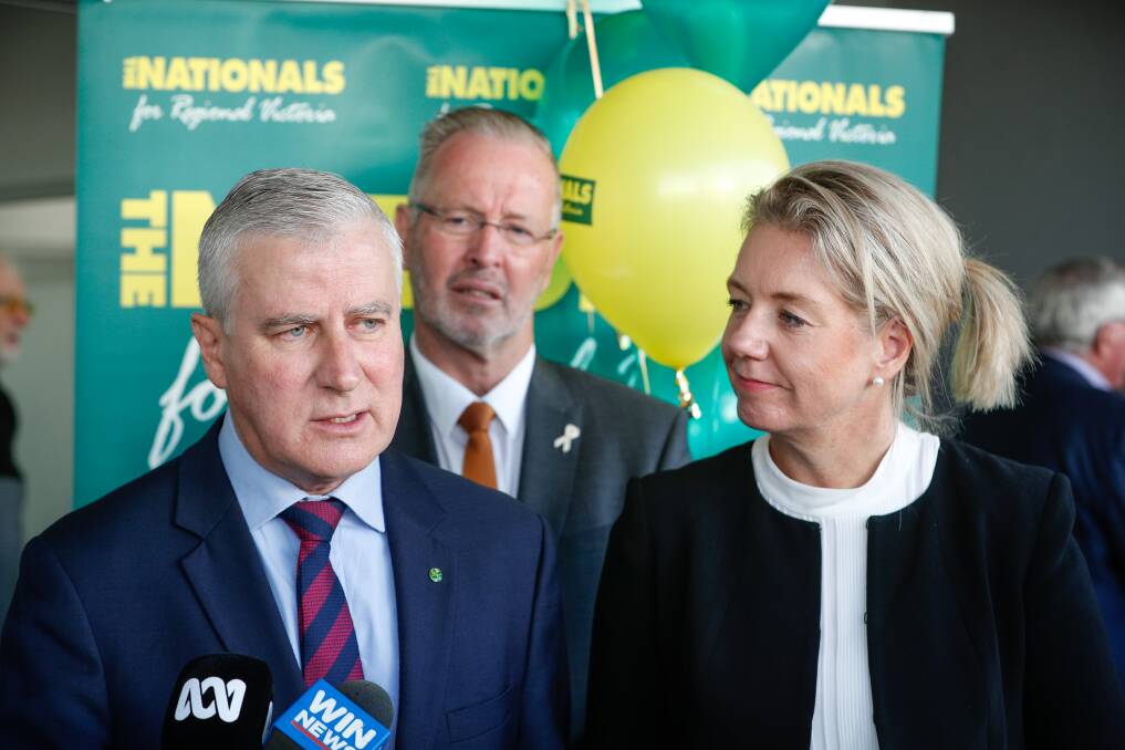 VACANCY: Riverina MP and Deputy Prime Minister Michael McCormack and Senator Bridget McKenzie in February last year. The Nationals will vote on Senator McKenzie's replacement as deputy leader following her resignation.