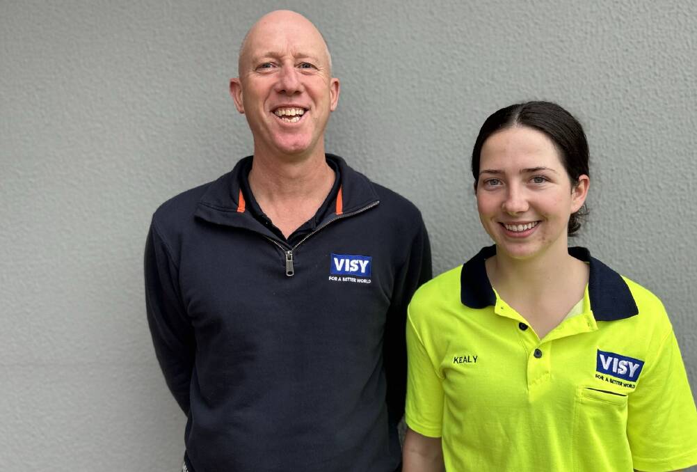 Father and daughter Mark and Kealy Bain work alongside each other at Visy Wodonga. Picture supplied.