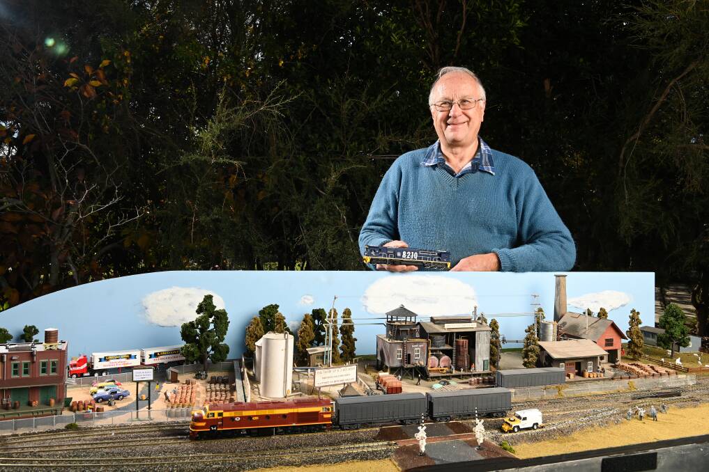 LIFELIKE: Murray Railway Modellers club member Greg Hughes with his new module, ready to be joined up to his layout Barambogie which will be on display this weekend at the Wodonga showgrounds. Picture: MARK JESSER
