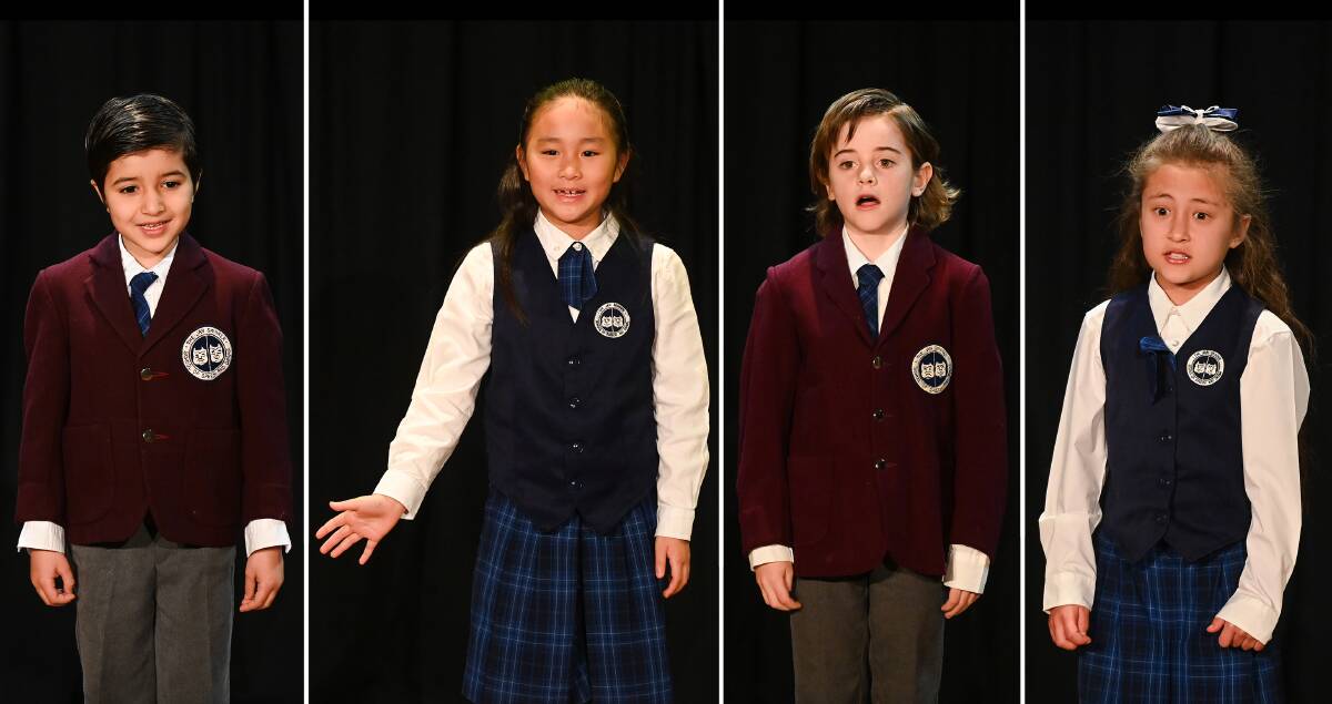 FAB FOUR: Dev Rawal, LillyAnne Tan, Jude Finlayson and Natalya Lam all performed at a Border speech and drama competition at Albury Entertainment Centre on Wednesday. Sections started at six and under through to open. Pictures: MARK JESSER