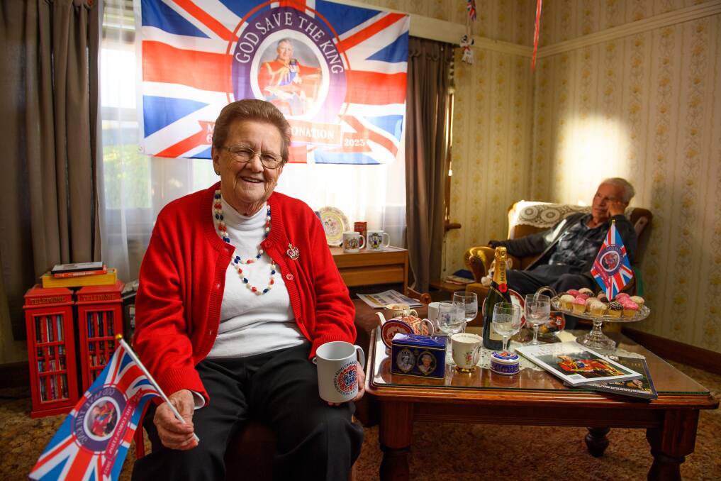 Esther Osborne, a self described royalist, has decorated her East Albury lounge room in all things related to the British crown in preparation for the coronation of our newest monarch, King Charles III of England. Picture by Mark Jesser