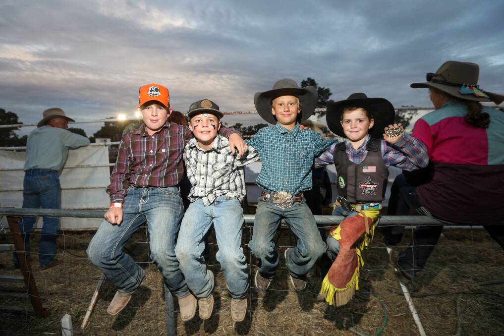 NEXT GEN: Nate Arnold, 10, Lawson McDonald, 8, Kade Golds, 8, and Carter McDonald, 6 were a part of the crowd on Sunday night. Picture: JAMES WILTSHIRE