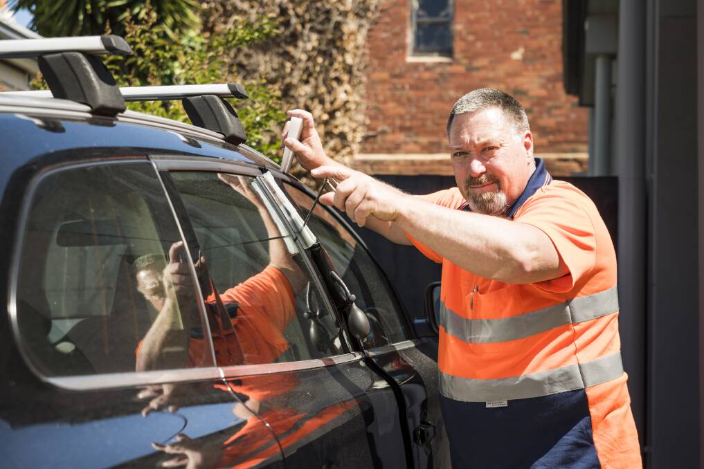RESCUE: Emergency roadside assistance patrolman Steven Kendall said it is important parents remain calm if they accidentally lock their children in the car. Picture: RACV