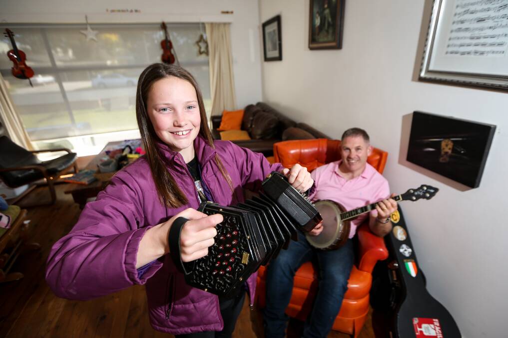 IN HER BLOOD: Ailish Moran is following in her father Joe Moran's footsteps after taking out third place in The All Ireland music competition in their ancesteral home of Ireland. Mr Moran took out two gold medals in 2016 and 2017. Picture: JAMES WILTSHIRE 