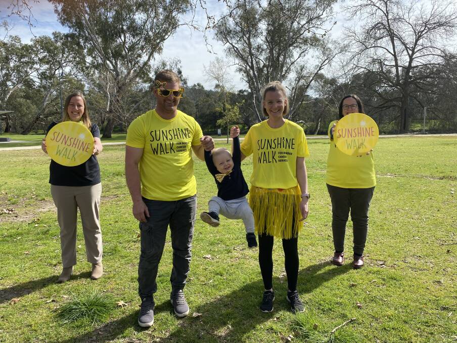 GET INVOLVED: Matt, Jorja and Tex Langbine with Albury Wodonga Regional Cancer Centre Trust Fund manager Kristy McMahon and board member Di Thomas. 