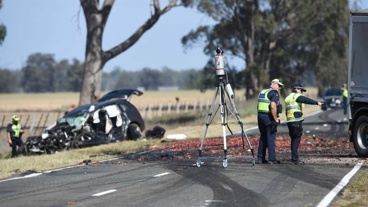 The crash scene on the Murray Valley Highway on November 2, 2018.