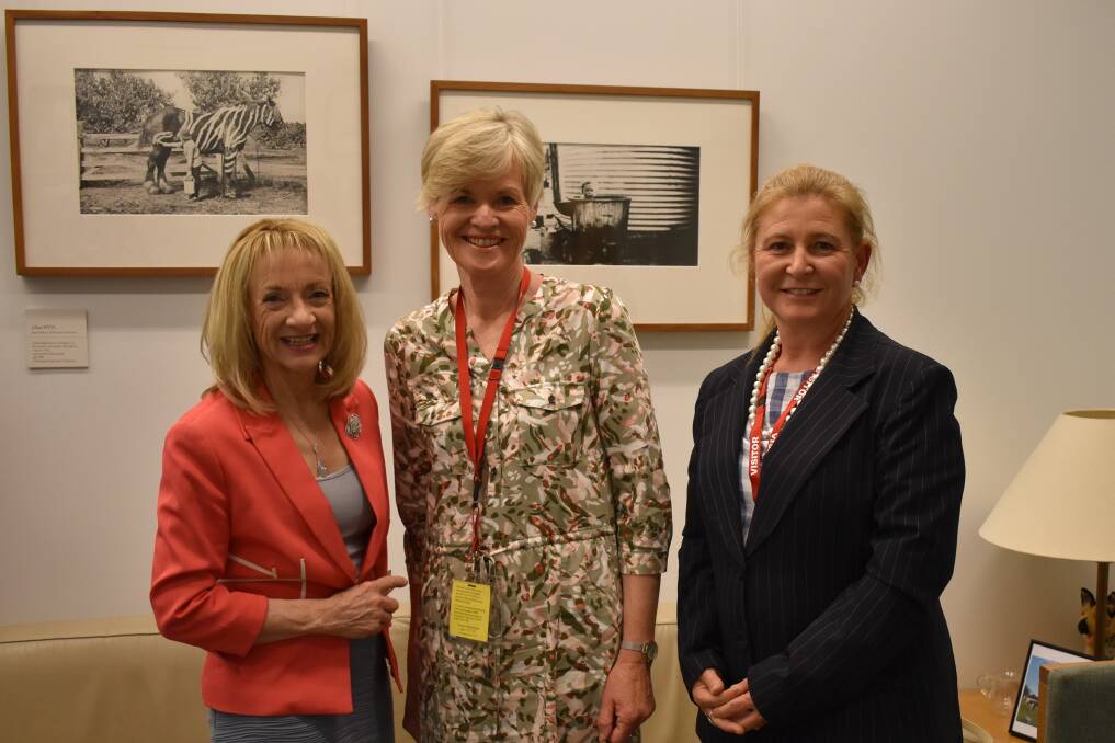 LEADERSHIP: Assistant Minister for Regional Development and Territories Nola Marino, RDA Murray chair Mary Hoodless and RDA Murray chief executive Edwina Hayes. 