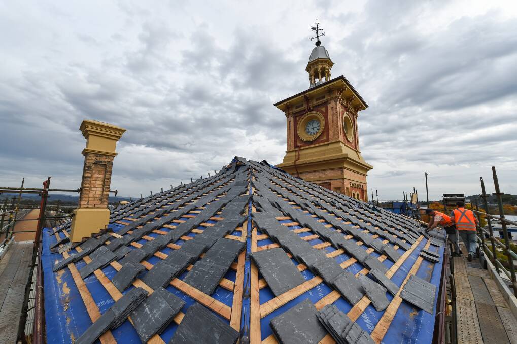 UPGRADES: The Albury Railway Station is getting its roofing upgraded using the original cast iron materials. Picture: MARK JESSER