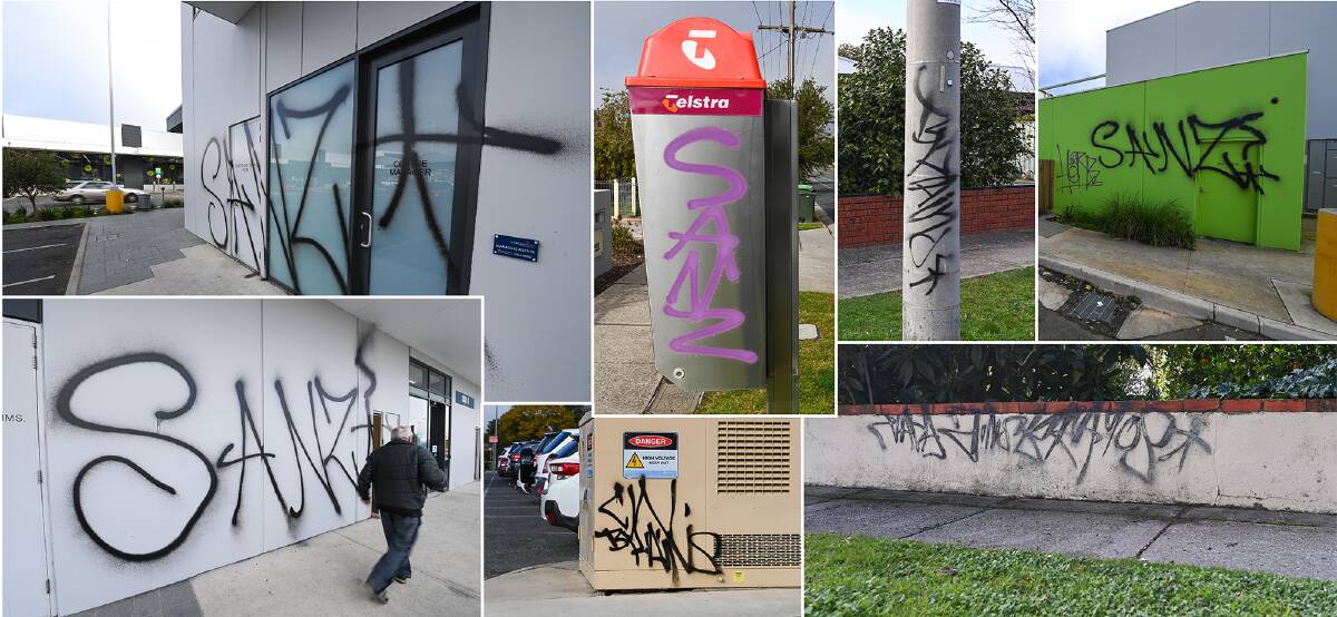 VANDALISM: Offenders graffitied multiple different public and private properties across the weekend including at the Woolworths central centre. Pictures: MARK JESSER