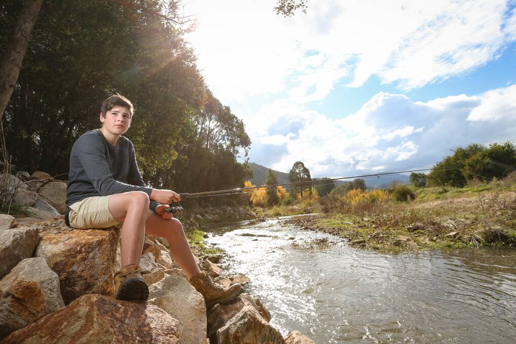 BACK IN BUSINESS: Myrtleford teenager James Lennox, 15, was one of many fishing lovers across Victoria who enjoyed wetting a line yesterday after restrictions were lifted. Picture: JAMES WILTSHIRE