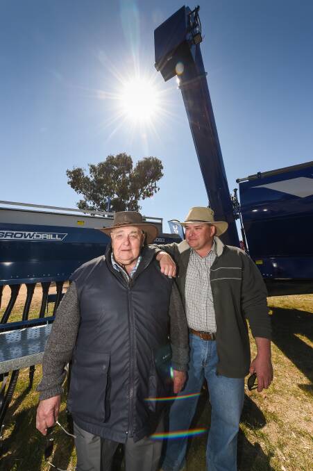 FATHER SON: David Kay and son David Kay at last year's Henty Machinery Field Days. Free farmer health checks are being offered at the three-day event this year.