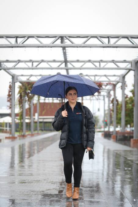 WEATHER: The Border saw more than 25mm of rain in 48 hours. Grace Stratton enjoys the weather at Junction Square in Wodonga. Picture: JAMES WILTSHIRE