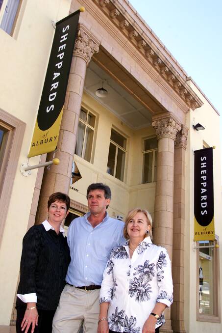 FLASH BACK: Janice Sheppard, Max Sheppard and Jean Haynes celebrate the name change from Foard to Sheppards of Albury in 2002.