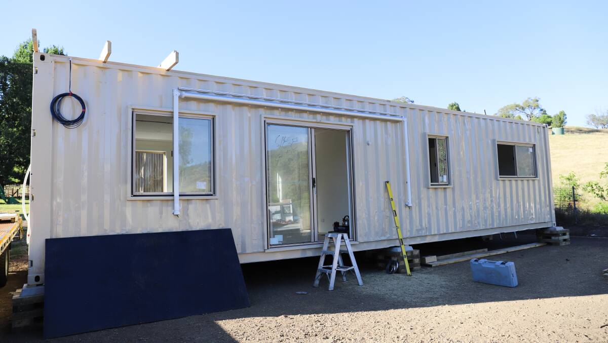 CONTAINER HOME: Robert's new home was delivered by Habitat for Humanity Victoria this week. Picture: TAYLA CRUMP