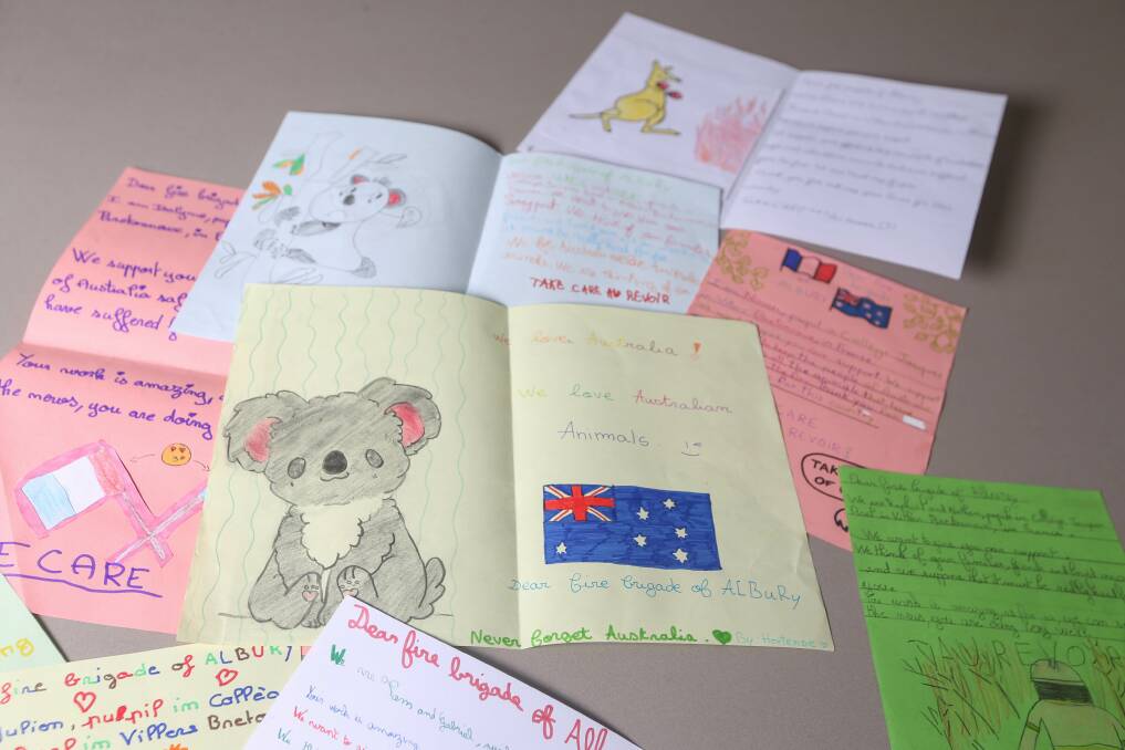FROM FRANCE: Students sent letters to the Albury RFS headquarters thanking volunteers for their service fighting fires.