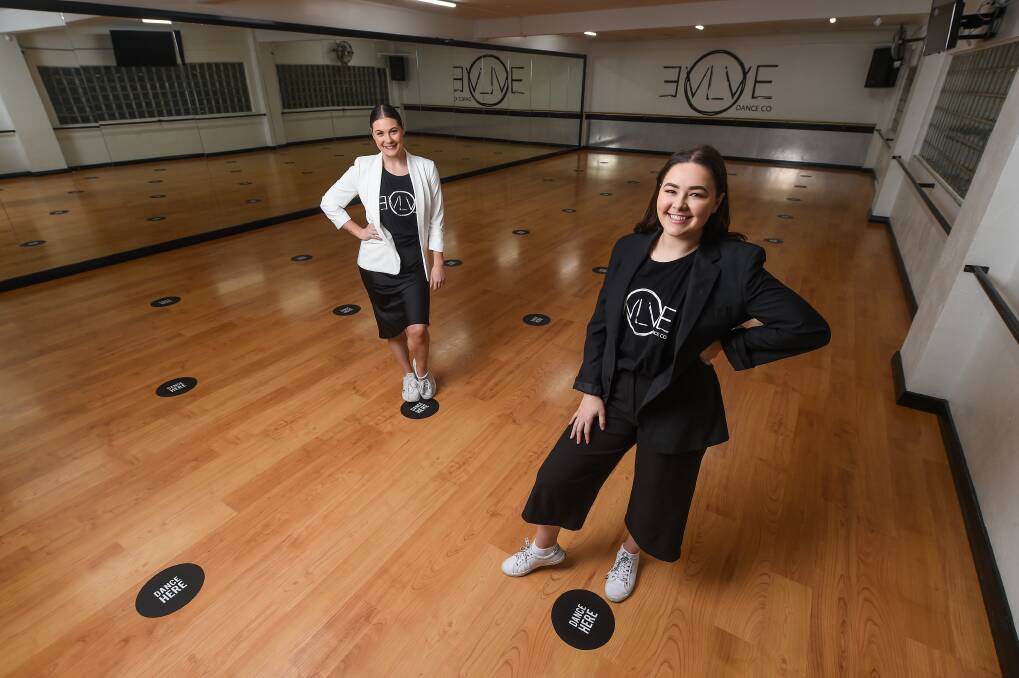 BACK IN STUDIO: Evolve Dance Company's Britt and Shaylee Williams are eager to have students back in classes from Monday. Picture: MARK JESSER
