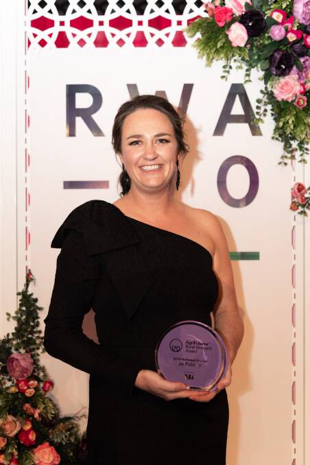 NATIONAL WINNER: Jo Palmer took out the 2019 AgriFutures Rural Women's Award on Wednesday night. Picture: AGRIFUTURES AUSTRALIA