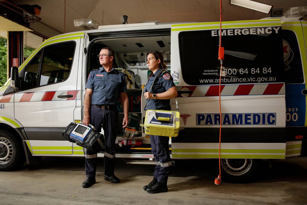 UPGRADES: Paramedic Tom Gladstone and ambulance community officer Jess Stone are part of the Beechworth ambulance team who will receive an extra paramedic from March. Picture: JAMES WILTSHIRE
