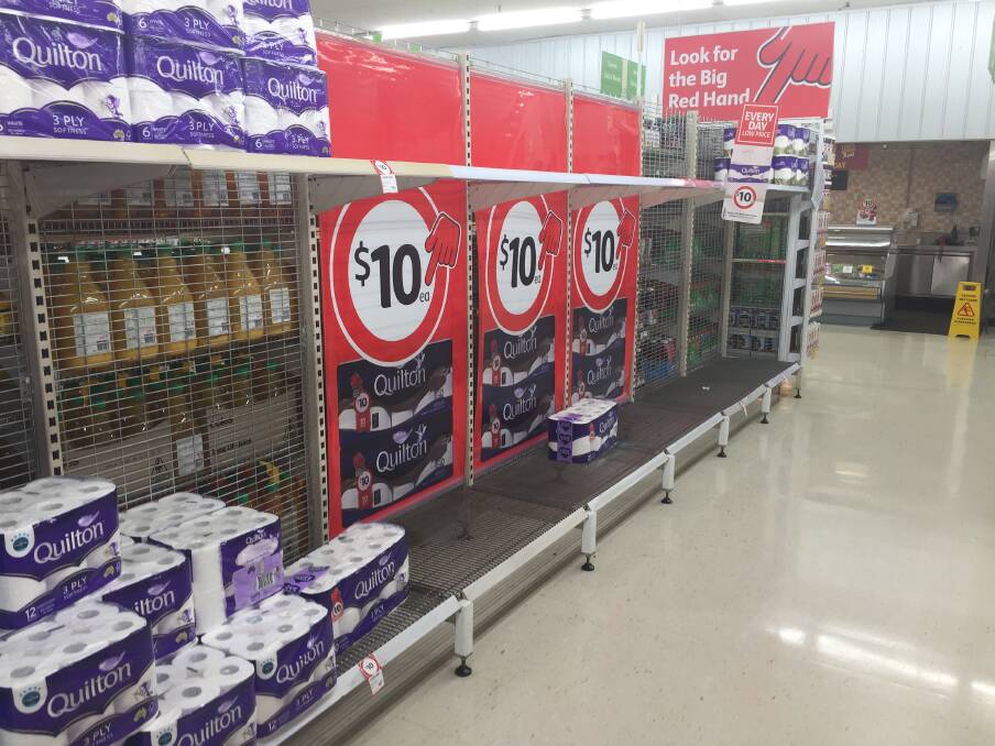 LITTLE LEFT: Coles Wodonga Plaza had some toilet paper left, although some shelves were sold out.