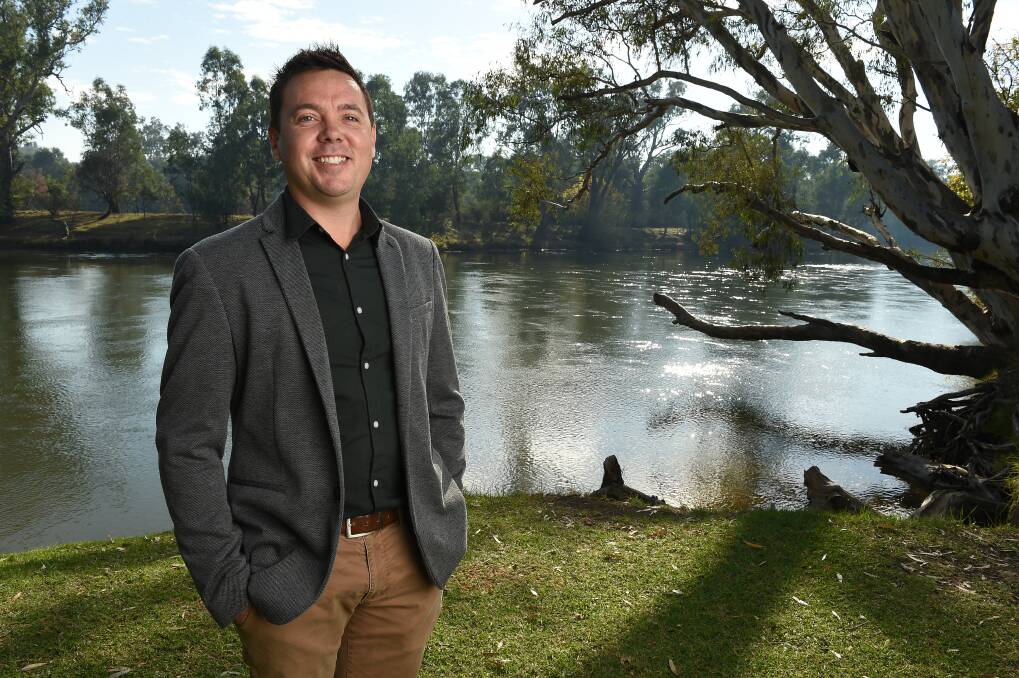 GREEN: Greens candidate for Farrer Dean Moss at Noreuil Park on Wednesday. Picture: MARK JESSER