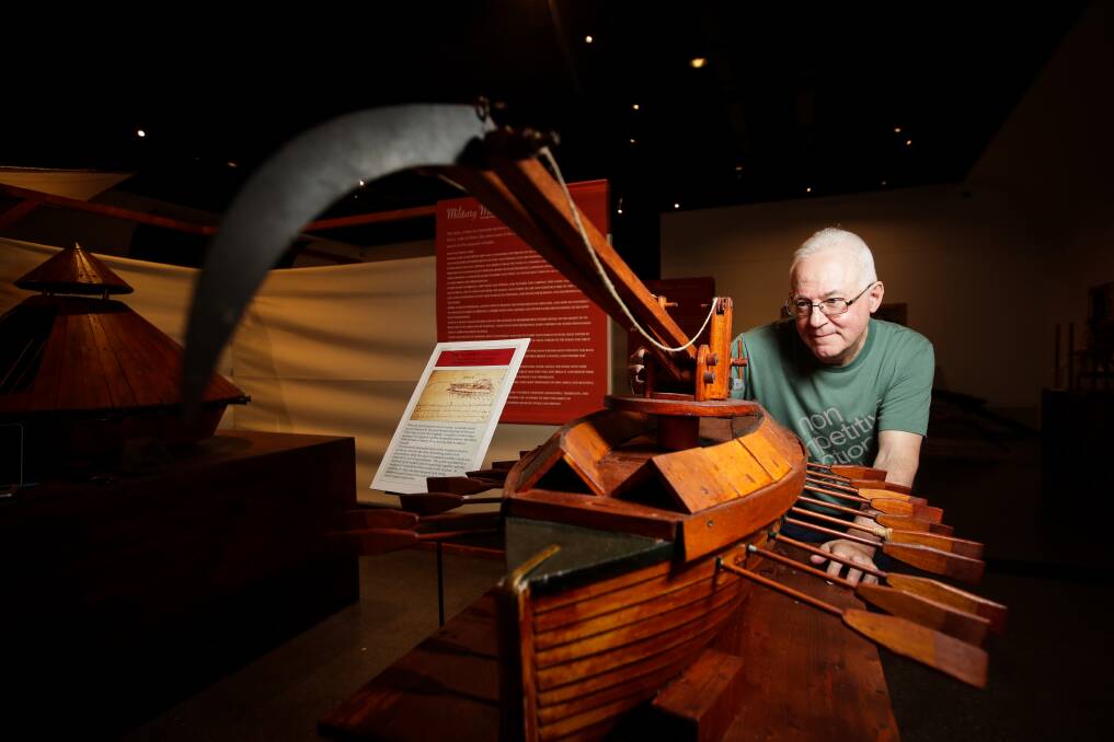 EXHIBITION: Luigi Rizzo from the Artisans of Florence admires the da Vinci exhibition on at the Albury Library Museum. Picture: JAMES WILTSHIRE