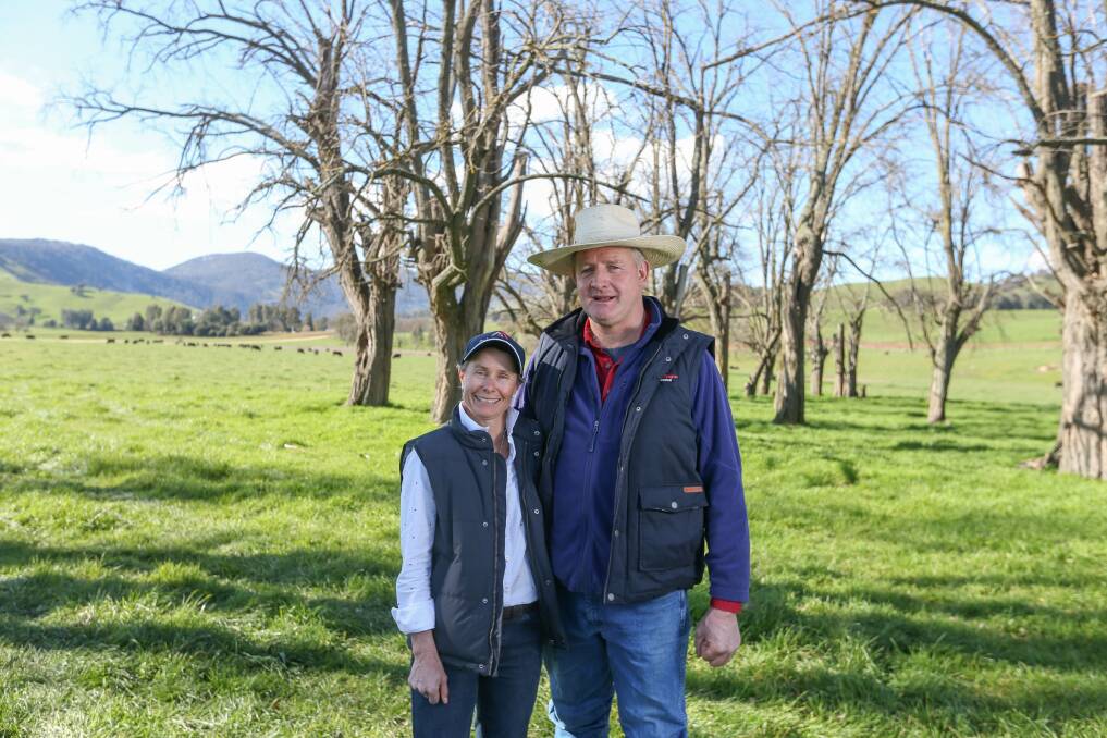 FAMILY TIES: Sally and Rob Bulle will hold their first bull sale in seven years on August 28 on their new property at Talmalmo. Picture: TARA TREWHELLA