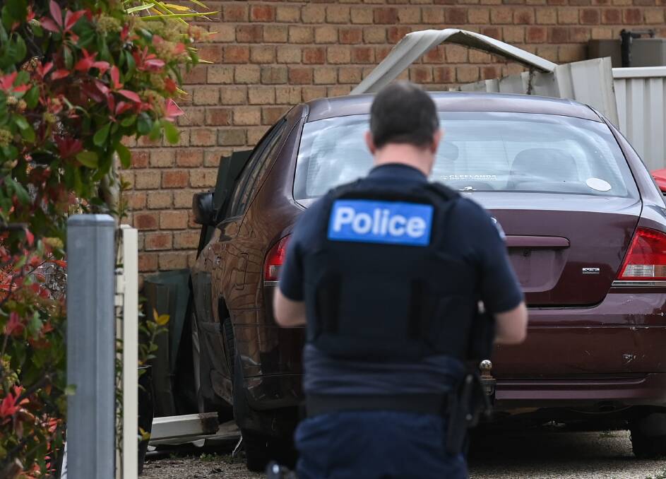 DAMAGE: The learner driver was handed three fines after the car he was driving crashed into a Wodonga home. Picture: MARK JESSER