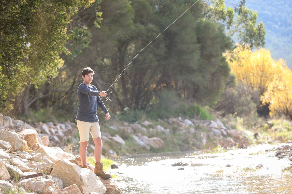 BACK TO IT: James Lennox said he spends every minute of spare time fishing at a nearby creek. Picture: JAMES WILTSHIRE