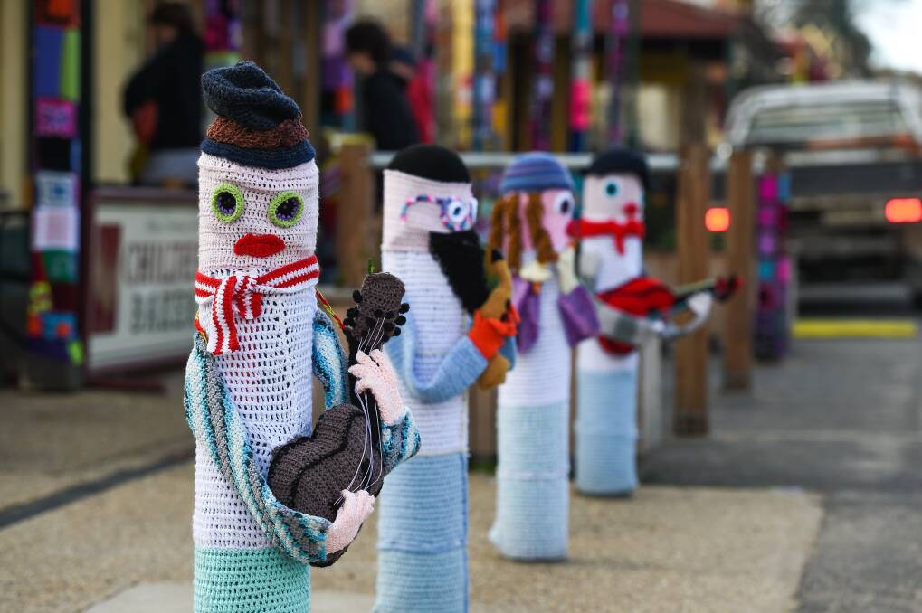 YARN BOMB: The passionate team team of crocheters and knitters have once again decorated the streetscape with colour.