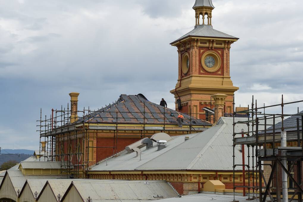 SCAFFOLDING: Two sections of the heritage-listed building is being upgraded by Transport NSW. Picture: MARK JESSER