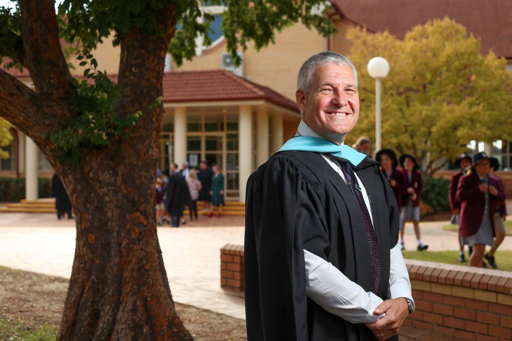 OFFICIAL: Mark Geraets was officially sworn in as the sixth principal at The Scots School Albury on Friday after COVID halted earlier ceremonies. Picture: JAMES WILTSHIRE