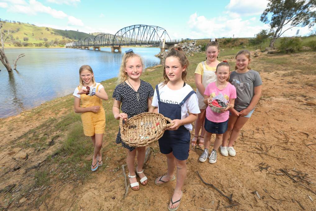 HAND MADE: One of the first stall holders to register, The Jewellery Box, which includes Chloe McPherson, 11, Ella Lewis, 10, Chloe Lewis, 12, Tilly Pearson, 13, Ruby Pearson, 9 and Belle Pearson, 11. Picture: JAMES WILTSHIRE