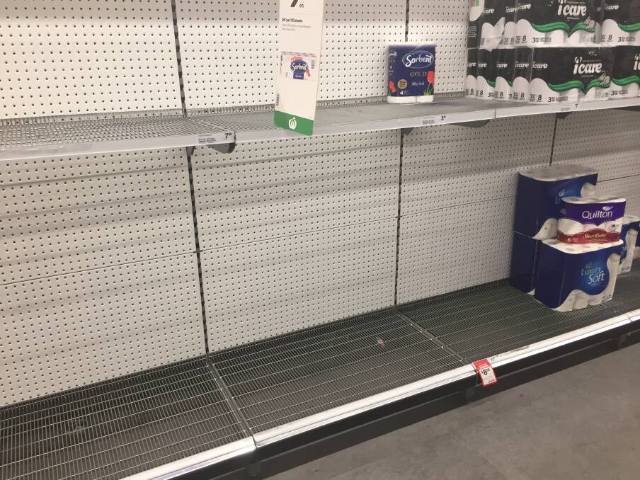 EMPTY: Shelves in Woolworths Wodonga were almost empty on Wednesday afternoon.