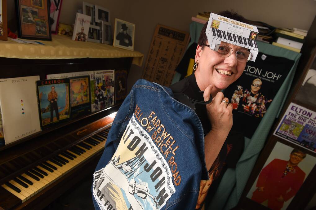 SUPER FAN: Thurgoona woman Mary O'Connell might be the Border's biggest Elton John fan and will join thousands at All Saints Estate tonight to see the musician during his Farewell Yellow Brick Road tour. Picture: MARK JESSER