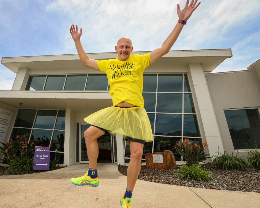 STANDING OUT: Umbrella Health chief executive Michael Cochrane will run 20 kilometres in a yellow tutu as part of the Sunshine Walk. Picture: JAMES WILTSHIRE