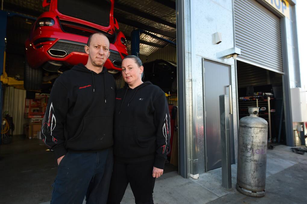 TOUGH CALL: Matt and Mel Grice made the decision to move their family across to Wodonga to keep their business open. Picture: MARK JESSER