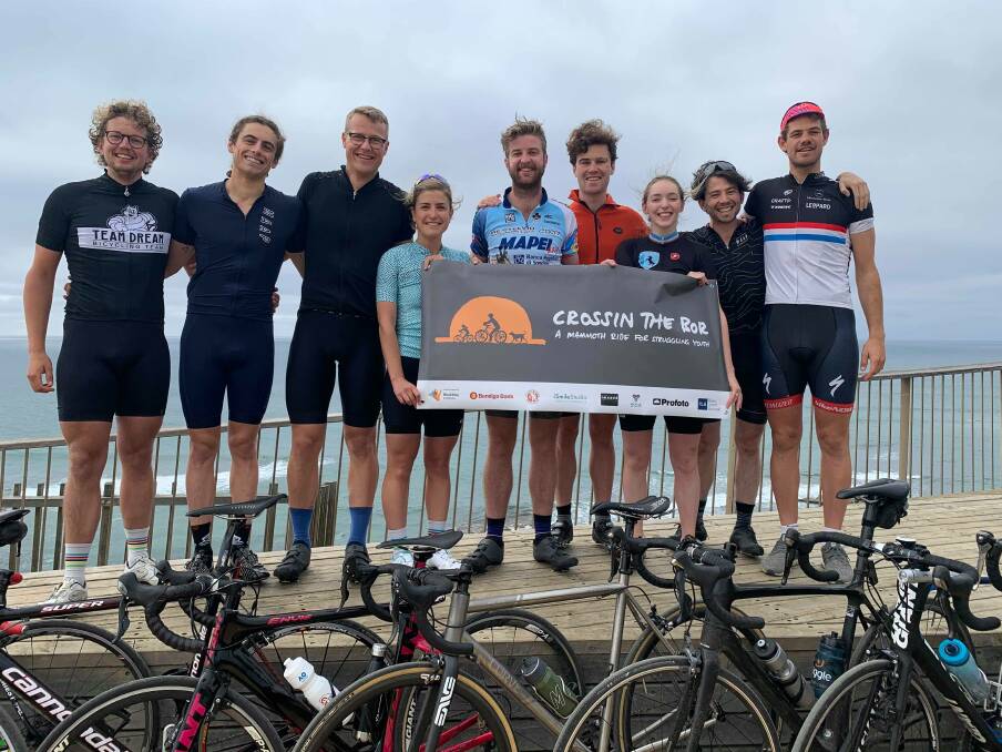 IN IT TOGETHER: Some of the Crossin The Bor team, including former Albury man Kasper Norden (fourth from right), who will ride 3200 kilometres over two weeks. 