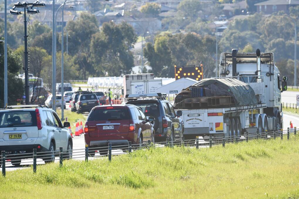 MAJOR DELAYS: The Hume Freeway and Lincoln Causeway are expected to be banked up on Wednesday as the new permit system comes into place. Picture: MARK JESSER