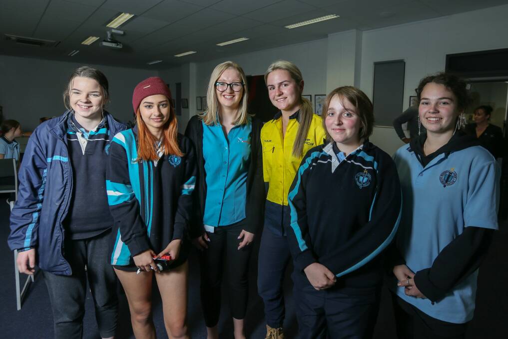 INSIGHT: Jules Maher, Amber Goldsmith, Alanah Osinga, Taylah Gerecke, Sarah Tanner, and Lara Reid speak about different pathways after school for female students. Picture: TARA TREWHELLA