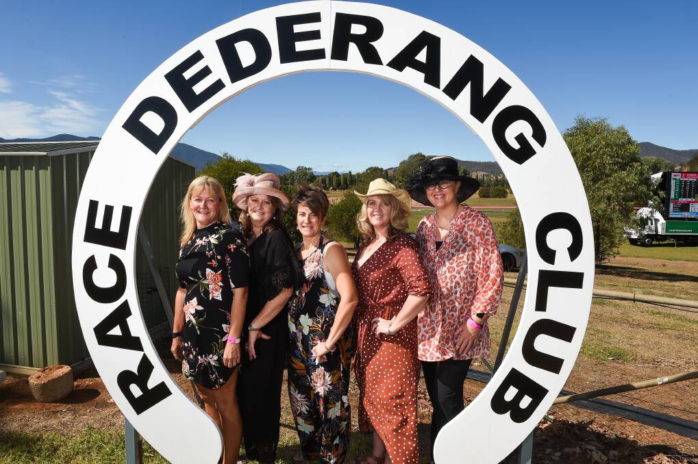 WINNING CLUB: Kellie Kimpton, Janine Pritchard, Denise Remington, Raquel Heather and Cheryl Dominguez made the trip from Albury for the Dederang Cup this year.